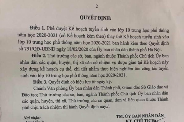 Hà Nội chốt thời điểm và các môn thi vào lớp 10 năm 2020 - Anh 2