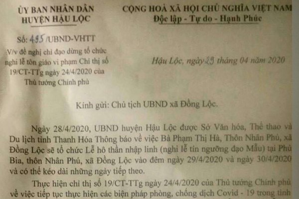 Hậu Lộc (Thanh Hóa): “Bất chấp” chỉ thị 19 của Thủ Tướng, vẫn tổ chức nghi lễ hầu đồng - Anh 1