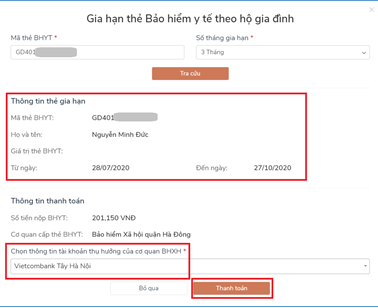 Cách gia hạn thẻ BHYT và đóng BHXH tự nguyện trên Cổng dịch vụ công Quốc gia - Anh 3