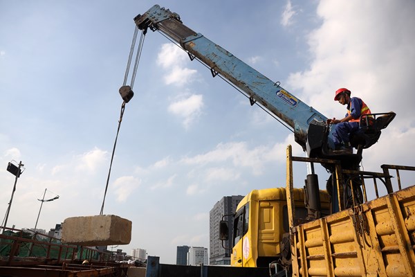 Ngắm nhìn cầu cạn vành đai 3 Mai Dịch - Nam Thăng Long dần hoàn thiện - Anh 3
