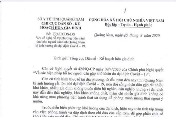 Quảng Nam xin thu hồi công văn đề nghị hỗ trợ phương tiện tránh thai - Anh 1