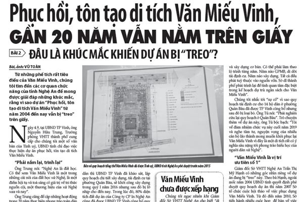 Phục hồi, tôn tạo di tích Văn Miếu Vinh, gần 20 năm vẫn nằm trên giấy (Bài cuối): Mong đợi trong sự 