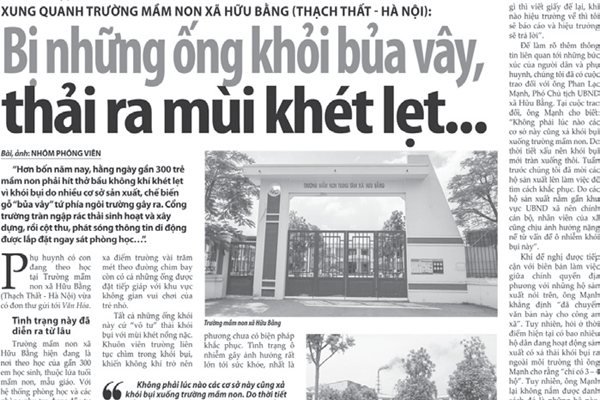 Tiếp bài ô nhiễm tại Trường mần non Hữu Bằng: “Rất mong Báo tiếp tục có tiếng nói để trường được sạch sẽ...” - Anh 1