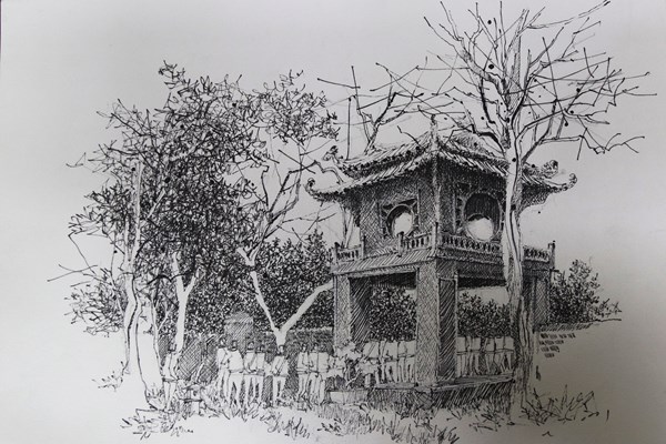 Sinh viên trường ĐH Xây dựng giành giải Nhất thi ký họa Văn Miếu - Quốc Tử Giám - Anh 1
