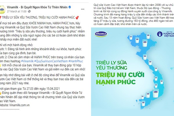 Nhân dịp kỷ niệm 45 năm thành lập, Vinamilk  và Quỹ sữa Vươn Cao Việt Nam khởi động hành trình 2021 với chiến dịch ý nghĩa  “Triệu ly sữa yêu thương, triệu nụ cười hạnh phúc” - Anh 1