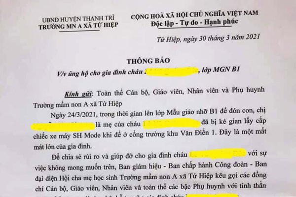 Huy động toàn trường “hỗ trợ” tiền mua...xe máy cho một phụ huynh vì mất xe(!?) - Anh 2