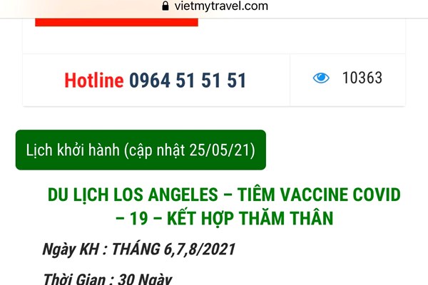 Tạm ngừng giới thiệu tour đi Mỹ tiêm vắcxin - Anh 1