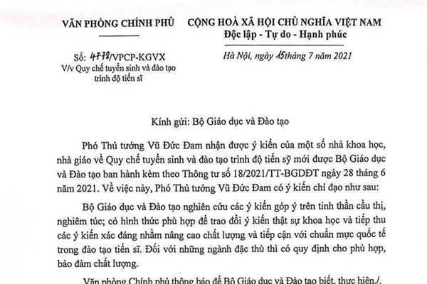 Chính phủ yêu cầu Bộ GD&ĐT nghiêm túc tiếp thu ý kiến về quy chế đào tạo tiến sĩ - Anh 1