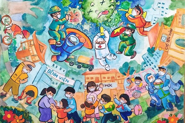 Chiêm ngưỡng tranh thiếu nhi “Vững tin Việt Nam” đóng góp vào Quỹ vắc xin phòng chống Covid-19 - Anh 6