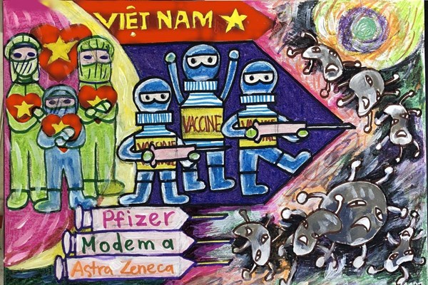 Chiêm ngưỡng tranh thiếu nhi “Vững tin Việt Nam” đóng góp vào Quỹ vắc xin phòng chống Covid-19 - Anh 11