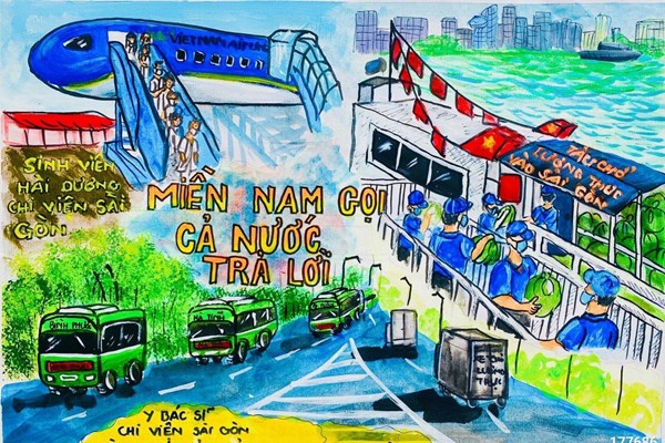 Chiêm ngưỡng tranh thiếu nhi “Vững tin Việt Nam” đóng góp vào Quỹ vắc xin phòng chống Covid-19 - Anh 10