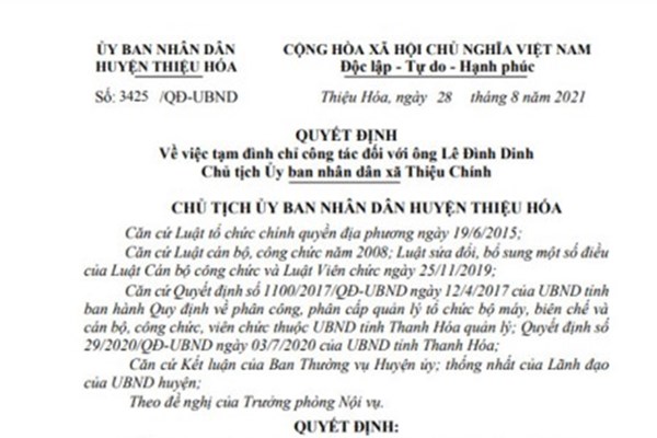 Thanh Hóa: Tạm đình chỉ công tác chủ tịch xã để làm rõ trách nhiệm trong việc chống dịch Covid-19 - Anh 1