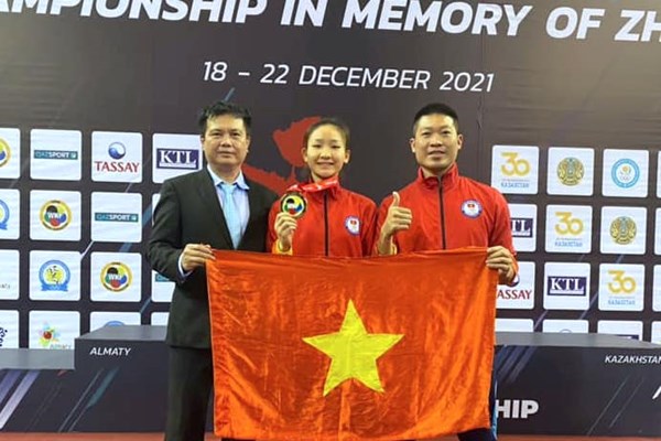 Võ sĩ Hoàng Thị Mỹ Tâm giành 2 HCV tại giải Karatedo châu Á - Anh 1