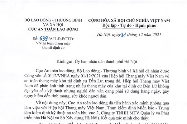An toàn thang máy chung cư - Nỗi lo không của riêng ai: Ý kiến từ Cục An toàn lao động, Bộ LĐ,TB&XH - Anh 2