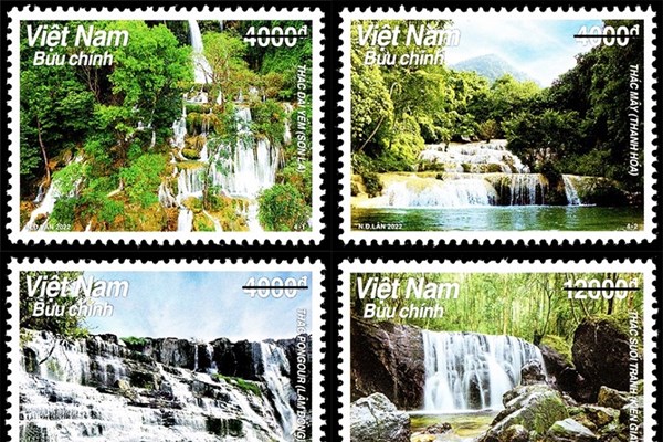 Thác nước “chín bậc tình yêu” của xứ Thanh lên tem Việt - Anh 1