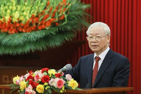 Tổng Bí thư Nguyễn Phú Trọng gặp mặt đội ngũ cán bộ Mặt trận cơ sở tiêu biểu - Anh 1