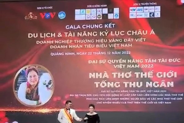 Xung quanh danh hiệu “Nhà thơ thế giới” Tống Thu Ngân: Háo danh hết chỗ nói! - Anh 1