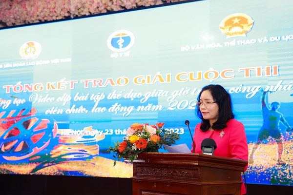 Trao giải sáng tạo video bài tập thể dục giữa giờ trong công nhân, viên chức, lao động - Anh 1