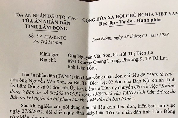 Lâm Đồng: Một Thẩm phán TAND tỉnh bị kiểm điểm xử lý trách nhiệm - Anh 1