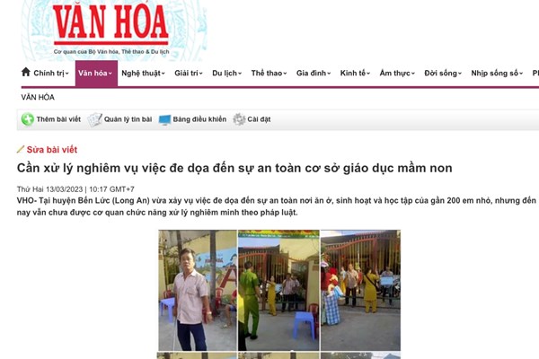 Phản hồi của UBND huyện Bến Lức về vụ đe dọa đến sự an toàn của cơ sở giáo dục mầm non - Anh 1