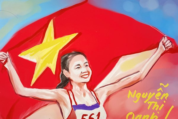 Nhà báo Huỳnh Dũng Nhân vẽ tranh, làm thơ tri ân các VĐV thi đấu tại SEA Games 32 - Anh 1