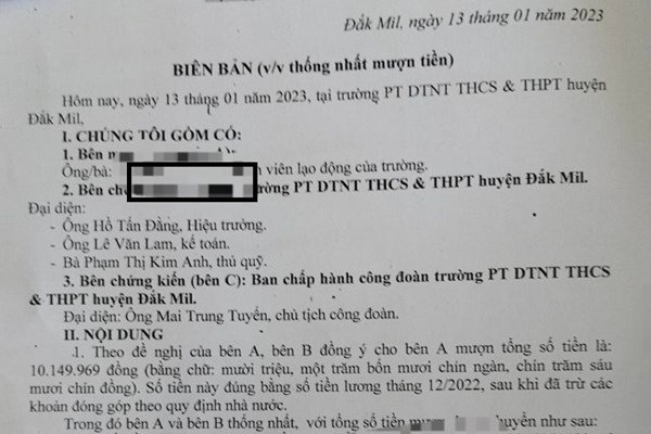 Chậm trả lương, trường cho giáo viên ký giấy mượn tiền (huyện Đắk Mil, Đắk Nông): Sở cũng... bất ngờ! - Anh 2