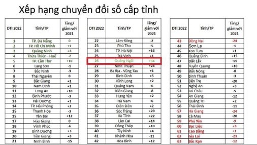 DTI tỉnh Quảng Ngãi tăng 34 bậc, đứng thứ 26/63 tỉnh, thành - Anh 1