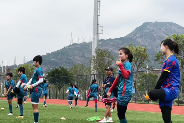Tuyển nữ Việt Nam chuẩn bị cho trận đấu thứ hai tại Asian Games 19 - Anh 1