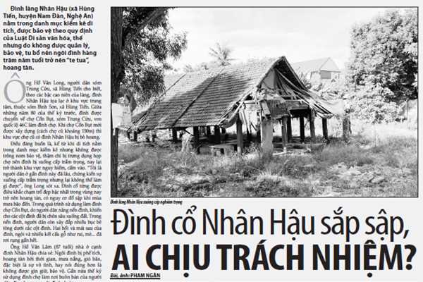 Viết tiếp bài Đình Nhân Hậu (Nghệ An) sắp sập, ai chịu trách nhiệm?: Lúng túng trong phương án 