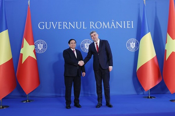 Thủ tướng Ion-Marcel Ciolacu chủ trì lễ đón Thủ tướng Phạm Minh Chính thăm chính thức Romania - Anh 2