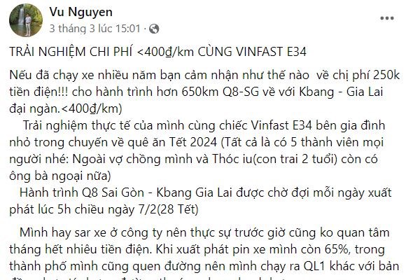 Chủ xe VinFast VF 6 bất ngờ với chi phí nhiên liệu chỉ bằng 20% xe xăng - Anh 4