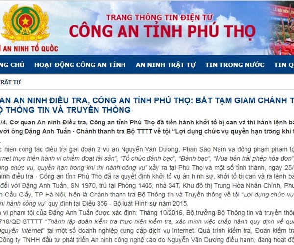 Thông tin chính thức vụ bắt Chánh Thanh tra Bộ TT&TT - Anh 1