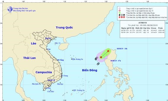 Áp thấp nhiệt đới giật cấp 8 trên vùng biển phía Đông của Bắc Biển Đông - Anh 1