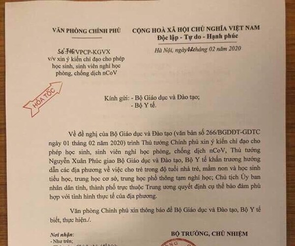 Thủ tướng cho ý kiến về đề nghị cho phép học sinh tạm nghỉ học để phòng chống dịch virus corona - Anh 1