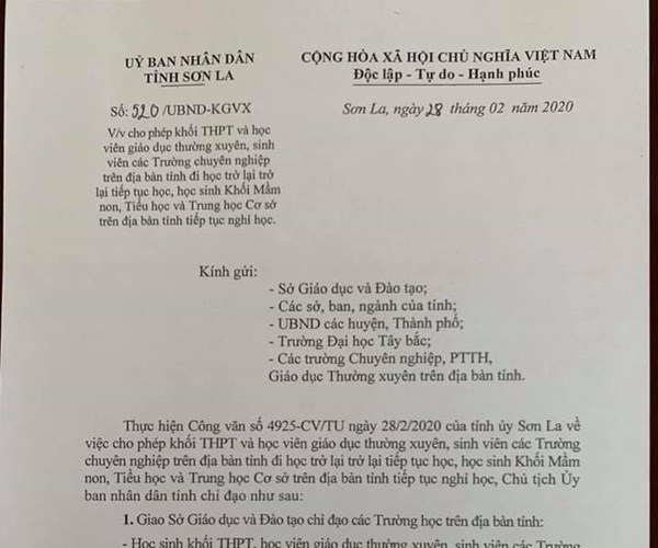 Sơn La: Học sinh từ mầm non đến lớp 9 nghỉ học thêm 1 tuần - Anh 1