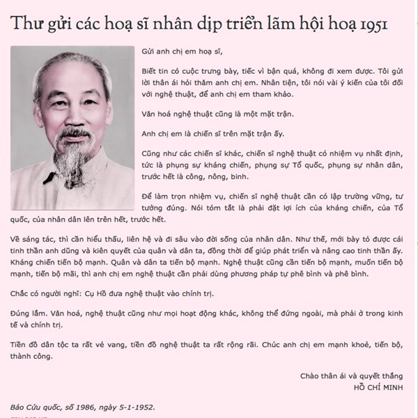 Kỷ niệm 77 năm Ngày Truyền thống Ngành Văn hóa (28.8.1945 - 28.8.2022): Trọn vẹn lời dạy, văn nghệ sĩ là chiến sĩ trên mặt trận văn hóa - Anh 1