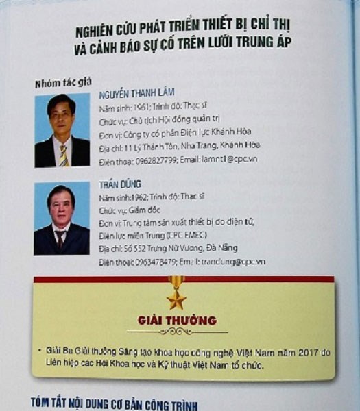 Công trình nghiên cứu của PC Khánh Hòa được vinh danh trong Sách vàng Sáng tạo Việt Nam năm 2018 - Anh 2