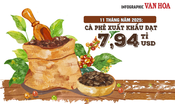 (Infographic) Cà phê Việt Nam lập kỷ lục xuất khẩu 7,94 tỉ USD sau 11 tháng
