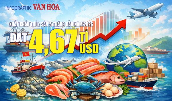 Xuất khẩu thủy sản 5 tháng đầu năm 2026 đạt 4,67 tỉ USD, tăng 11%