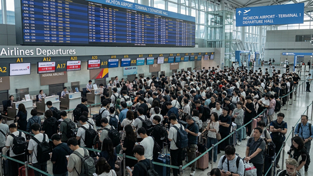 Hàn Quốc: Sự cố hệ thống làm thủ tục hàng không gây ùn tắc tại sân bay Incheon