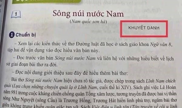 Ghi tác giả “Khuyết danh” cho bài thơ “Nam quốc sơn hà” là đúng với lương tri
