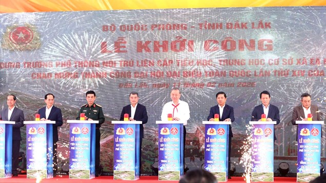 Tổng Bí thư Tô Lâm dự Lễ khởi công Trường Phổ thông nội trú liên cấp tại xã Ea Rốk, Đắk Lắk