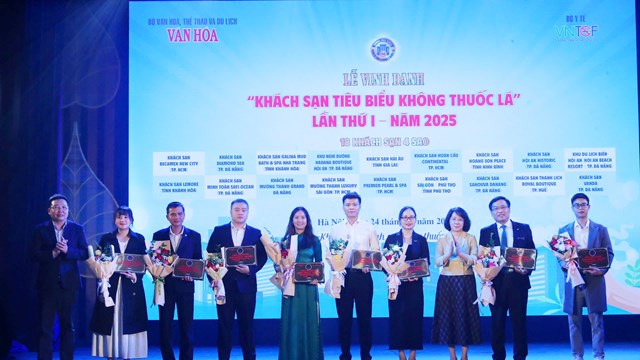 44 khách sạn đã được vinh danh danh hiệu “Khách sạn tiêu biểu không thuốc lá” lần thứ I - năm 2025