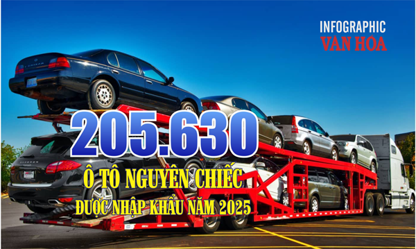 (Infographic) Việt Nam nhập hơn 205.000 ô tô năm 2025, cao nhất từ trước đến nay