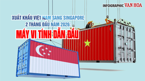 Xuất khẩu Việt Nam sang Singapore 2 tháng đầu năm 2026: Máy vi tính dẫn đầu