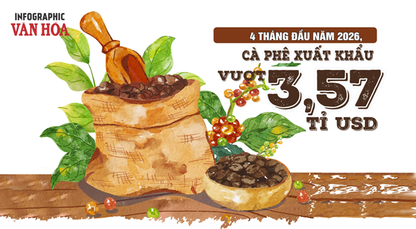Xuất khẩu cà phê Việt Nam 4 tháng đầu năm 2026 đạt 3,57 tỉ USD
