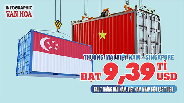 Việt Nam - Singapore đạt 9,39 tỉ USD, nhập siêu 1,46 tỉ USD