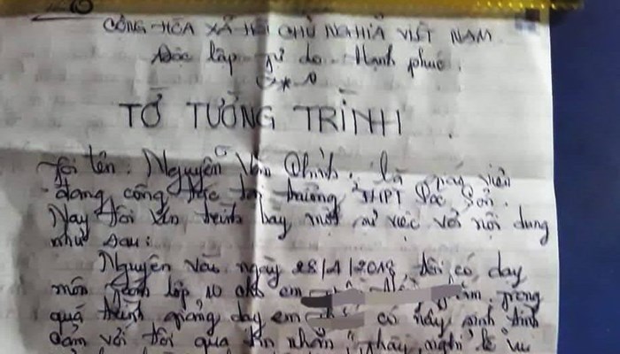 Thấy gì từ bản “tường trình” của thầy giáo làm nữ sinh lớp 10 mang thai? - Anh 1