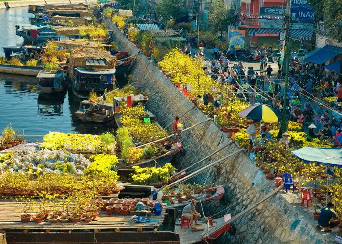 Chợ hoa xuân “Trên bến dưới thuyền” năm 2023: Không gian hoa đặc sắc các vùng, miền - Anh 1
