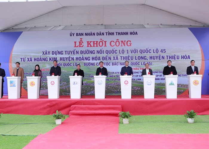 Thanh Hóa: Khởi công tuyến đường nối QL 1A với QL 45 hơn 1.400 tỉ đồng - Anh 1